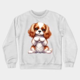 Valentine Cavalier King Charles Spaniel Dog Giving Heart Hand Sign Crewneck Sweatshirt